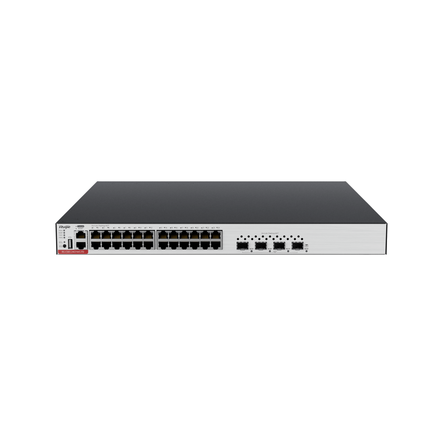 RG-CS83-24GT4XS-PD 24-Port GE Electrical Layer 3 Managed Access Switch with PoE+, 4 × 10G Uplink Ports