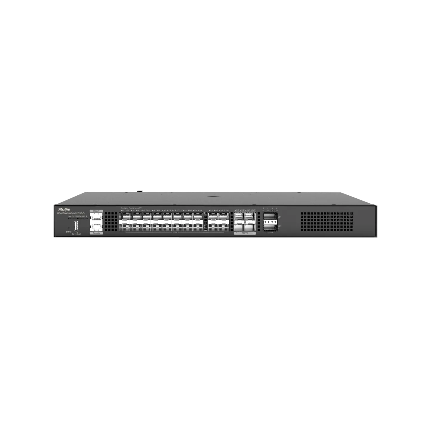 RG-CS86-20XS4VS2QXS-D 20-Port 10GE Layer 3 Ruijie Cloud-Managed Core/Aggregation Switch (4 x 25GE SFP28 Ports, 10GE Compatible), 40GE Uplink