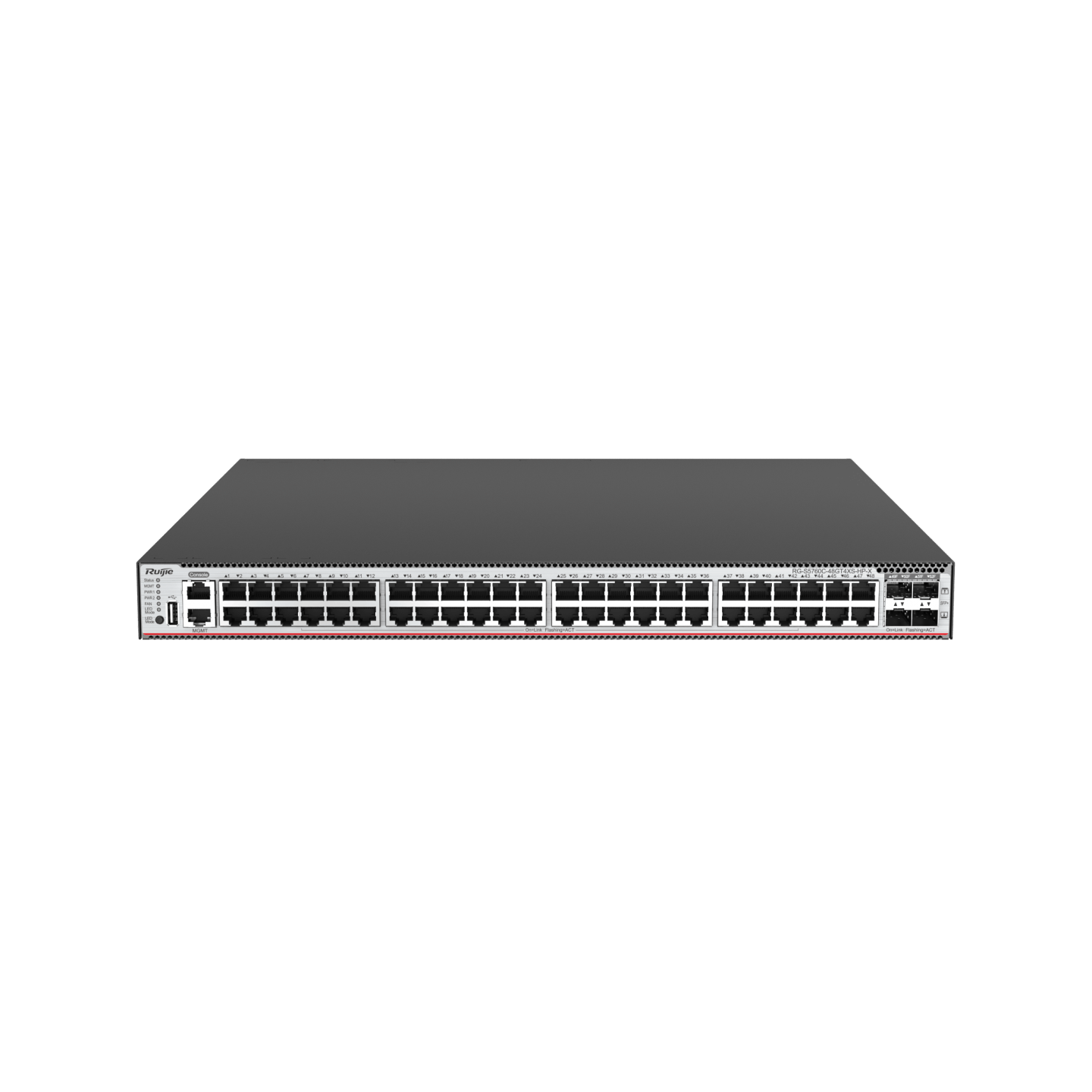 RG-S5760C-48GT4XS-HP-X 48-Port GE Electrical Layer 3 Enterprise-Class PoE Core or Aggregation Switch, Four 10G Uplink Ports