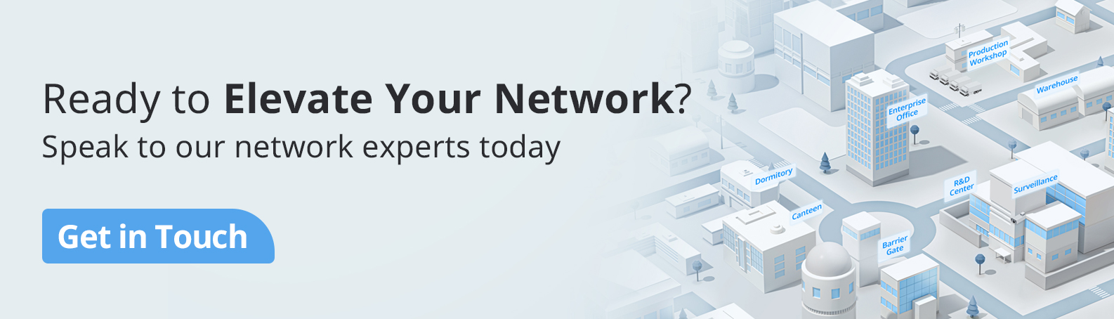 Encouraging website visitors to connect with Ruijie's network experts to enhance their network solutions, featuring a headline about elevating their network.