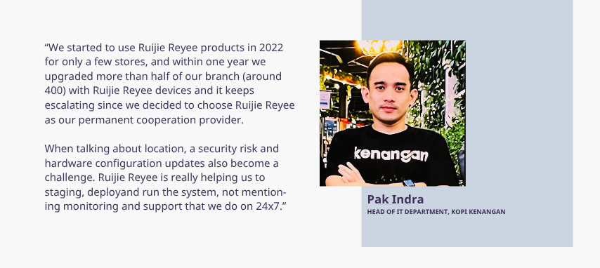 KK Coffee IT Head testmonial for Reyee Network Solution
