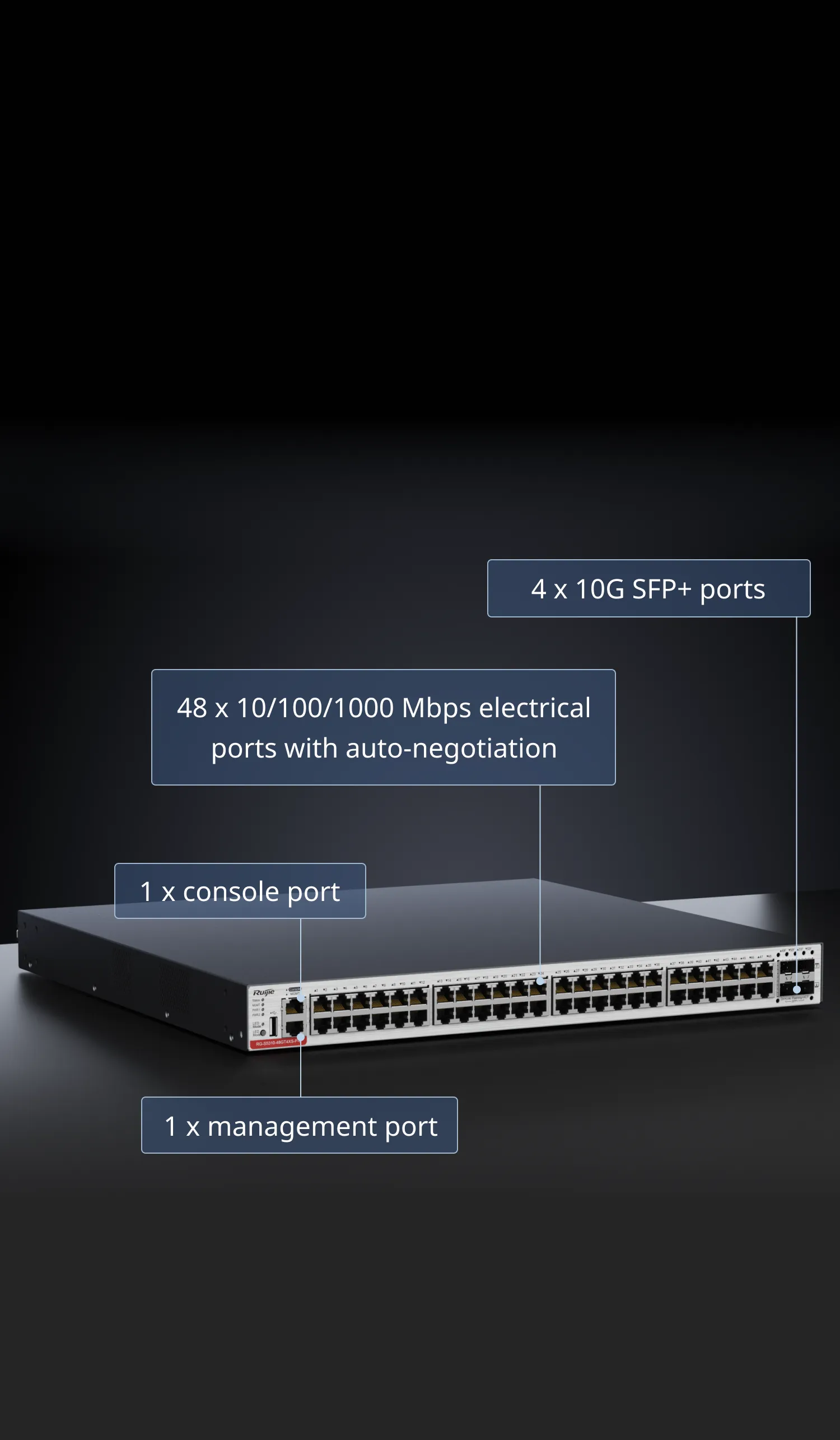 S5310-48P6X, Stackable 48-Port Gigabit Ethernet L3 PoE+ Switch, 760W, with  10GbE SFP+ Uplinks - QSFPTEK